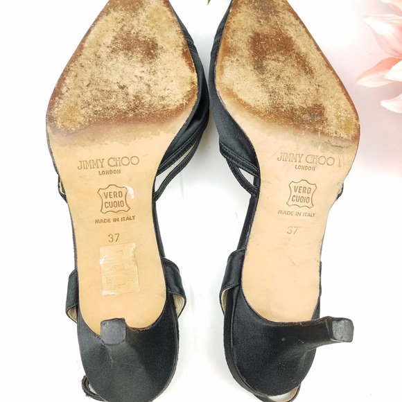 Jimmy Choo pointed toe slingback satin heels - Picture 4 of 6